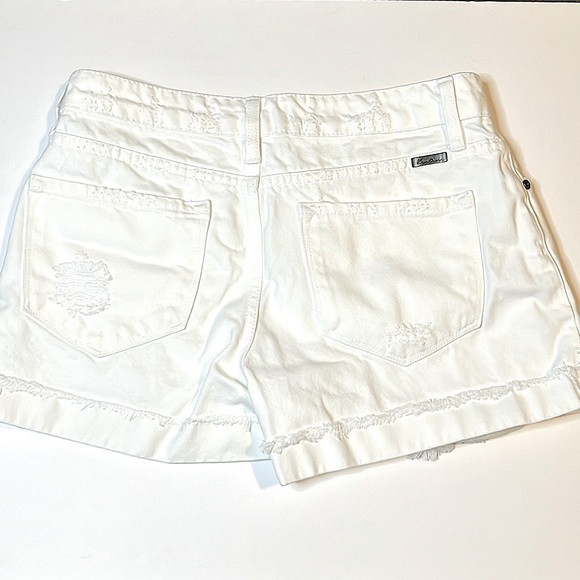 KanCan White Distressed Denim Shorts - Picture 2 of 10